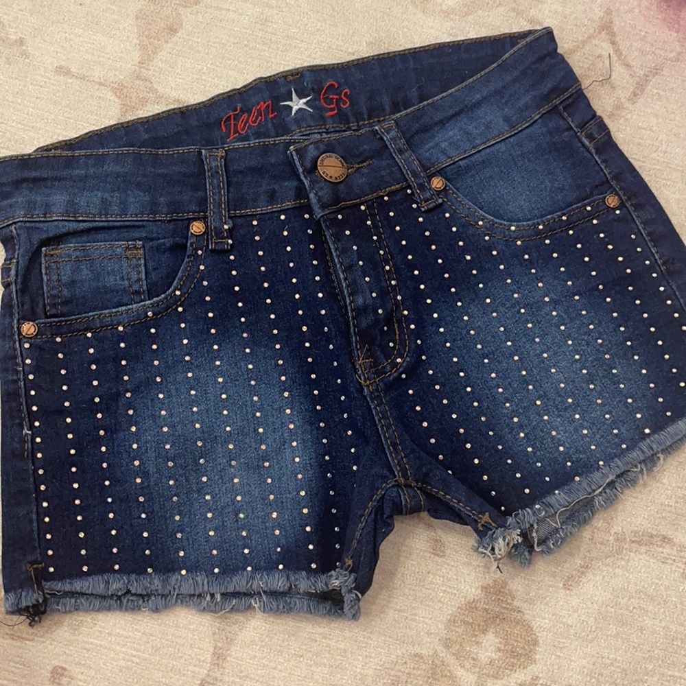 Girls size 12 jean shorts rhinestones boutique
